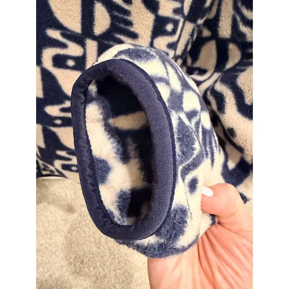 Patagonia Synchilla Snap-T Fleece Kids XL Navy Cream Print Women S M